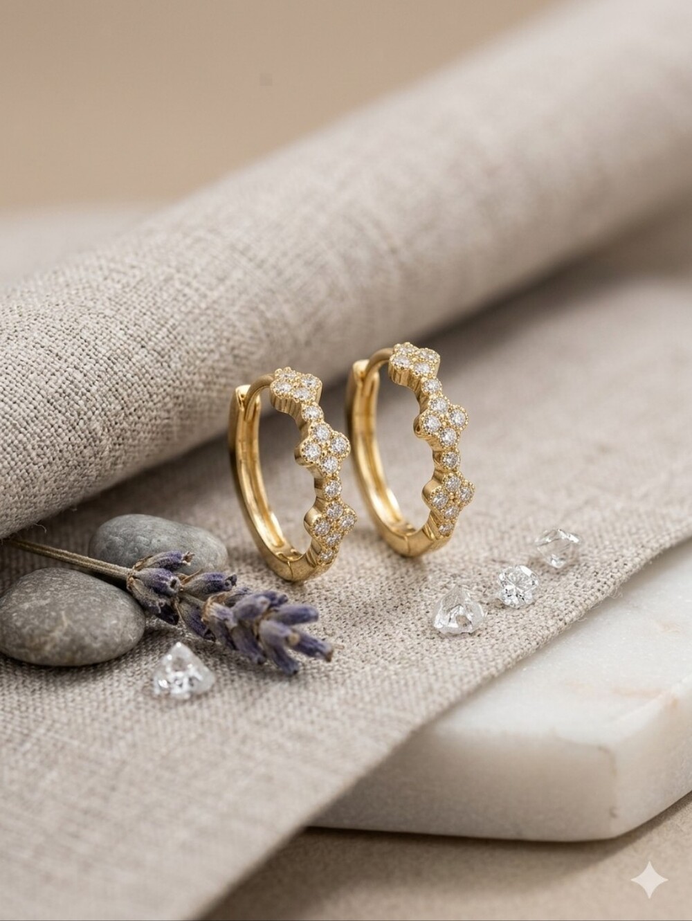 Moissanite 0.17CTW NWT 925 Silver With Gold Over Pavé Hoop Earrings